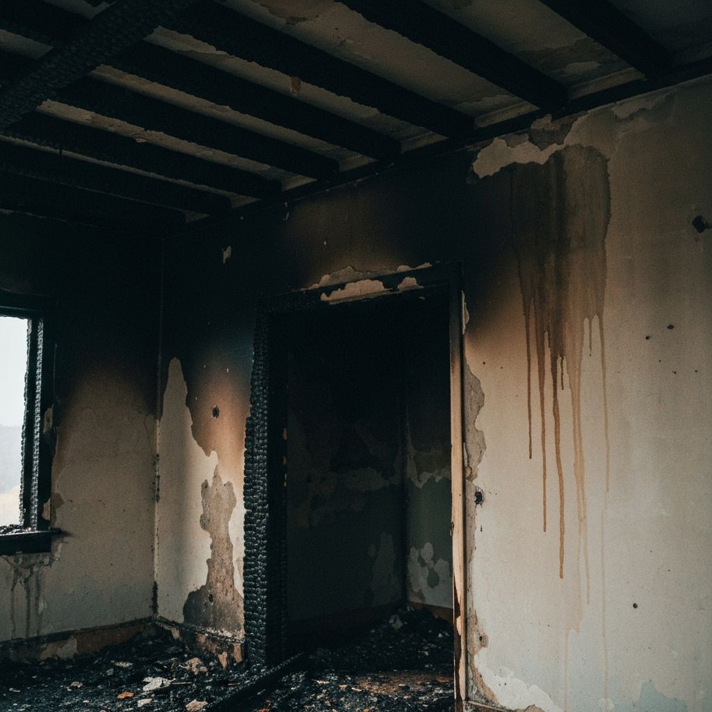 Rußgeschwärzte Wände nach einem Brand